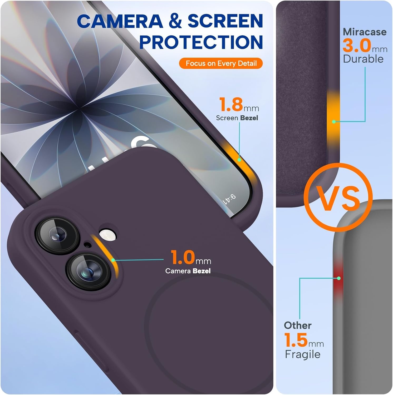 image:imageMiracase Silicone amp Magnetic for iPhone 17 Case Dark Purple