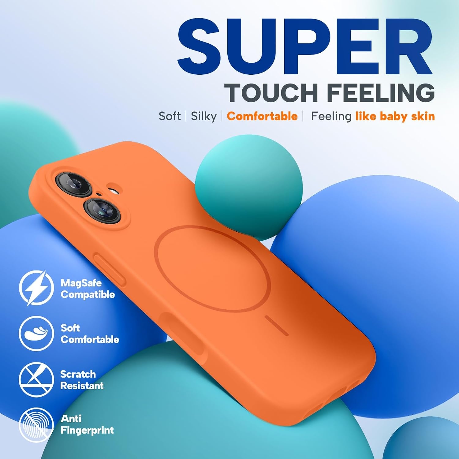 image:imageMiracase Silicone amp Magnetic for iPhone 17 Case Sunset Orange