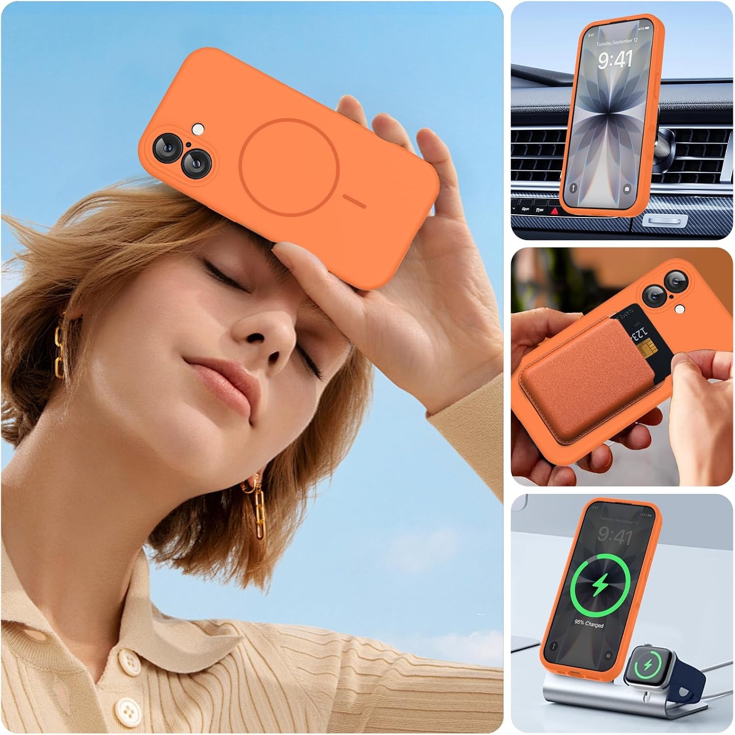 image:imageMiracase Silicone amp Magnetic for iPhone 17 Case Sunset Orange