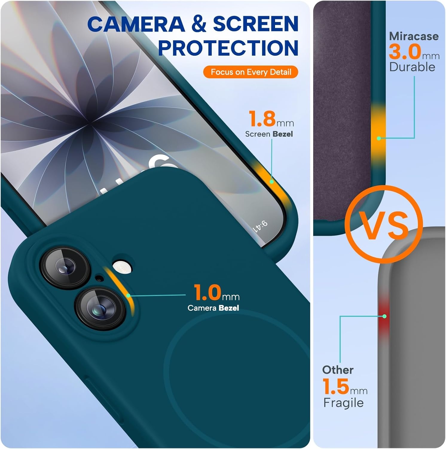 image:imageMiracase Silicone amp Magnetic for iPhone 17 Case Teal