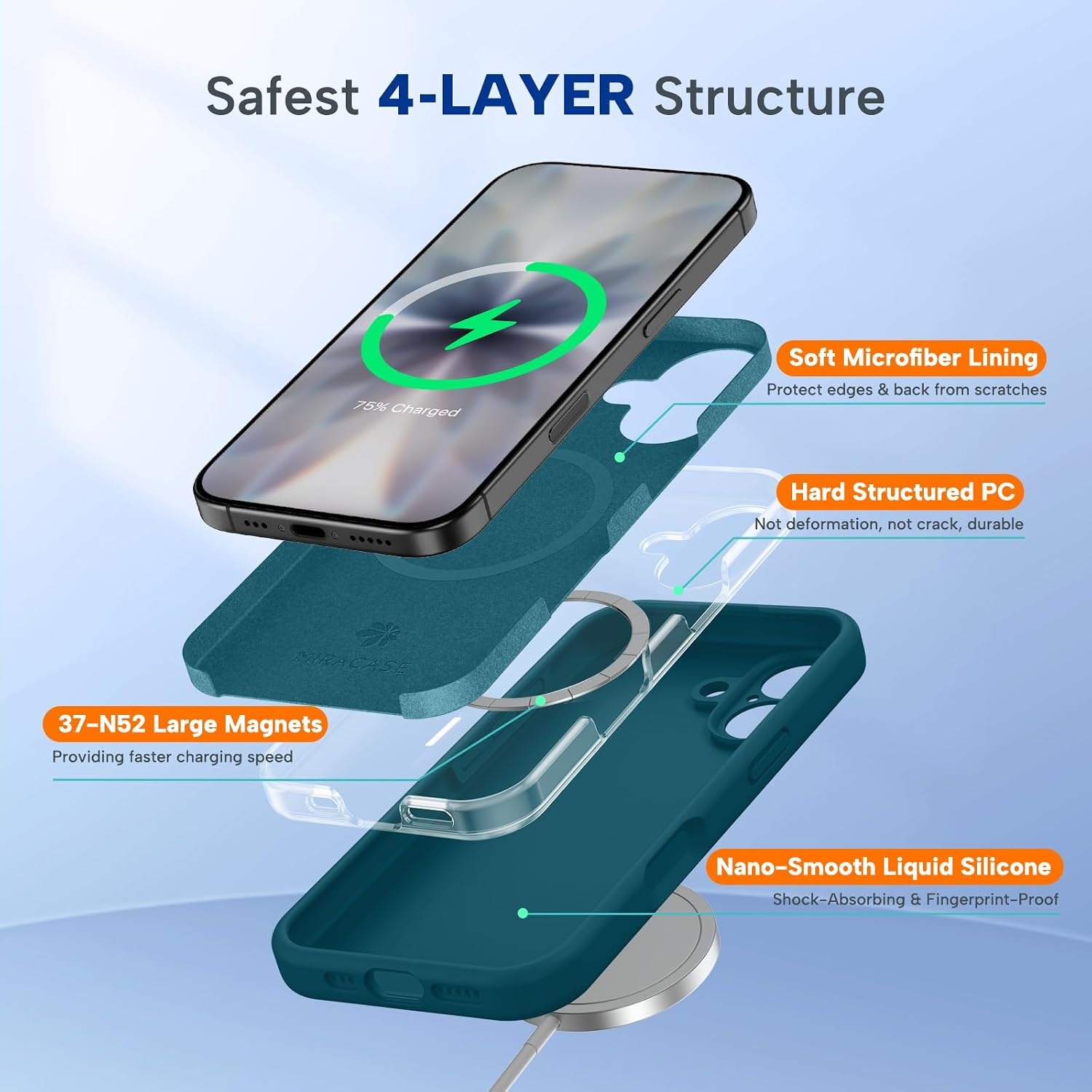 image:imageMiracase Silicone amp Magnetic for iPhone 17 Case Teal