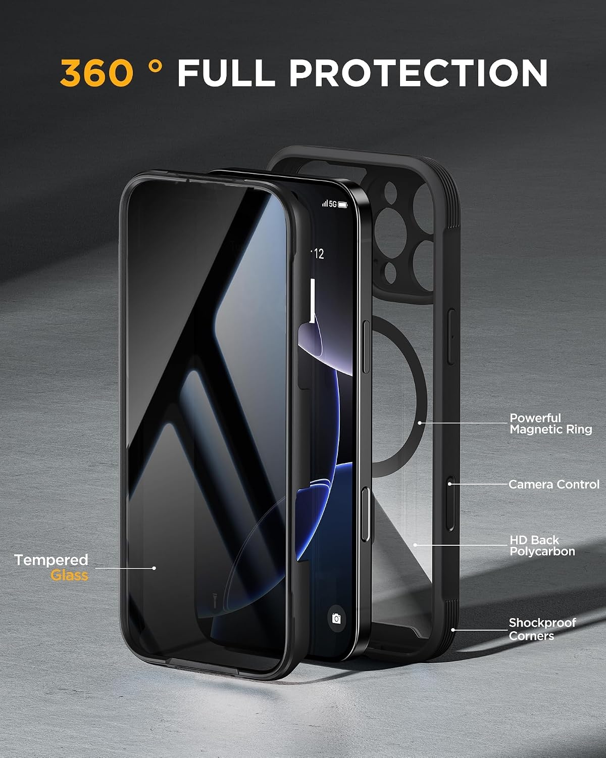 image:imageMiracase for iPhone 18 Pro Case with Privacy Screen Protector BlackBlack