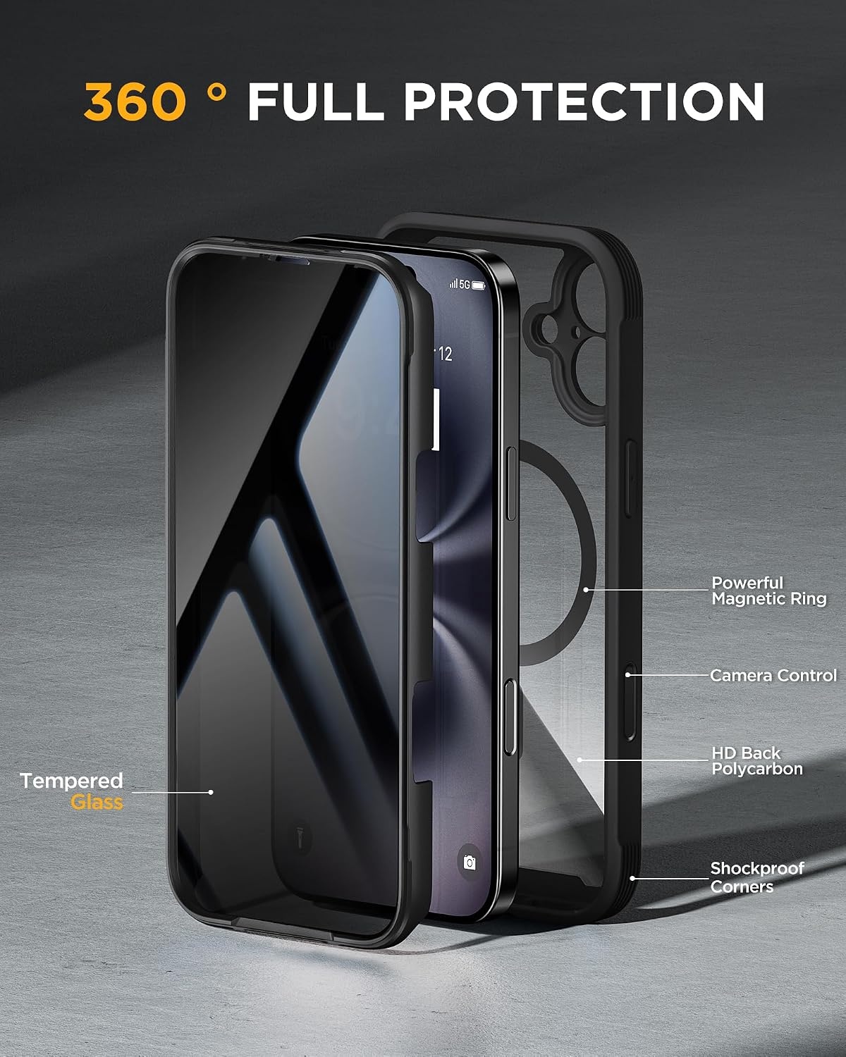 image:imageMiracase for iPhone 18 Pro Case with Privacy Screen Protector BlackBlack