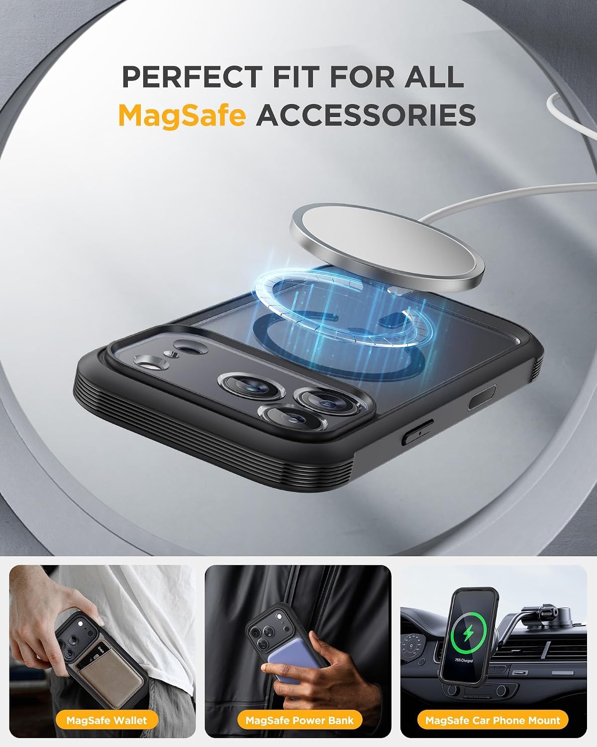 image:imageMiracase for iPhone 18 Pro Case with Privacy Screen Protector BlackBlack