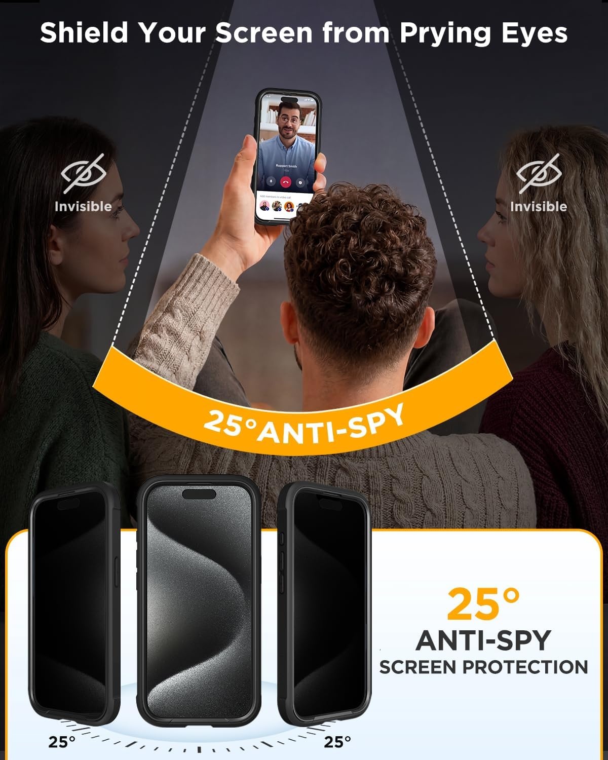 image:imageMiracase for iPhone 18 Pro Case with Privacy Screen Protector BlackBlack