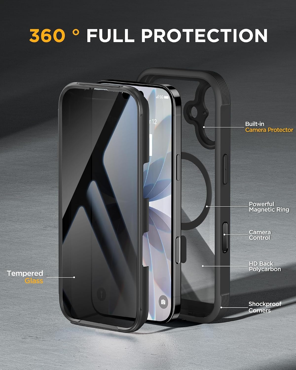 image:imageMiracase for iPhone 18 Pro Case with Privacy Screen Protector BlackBlack