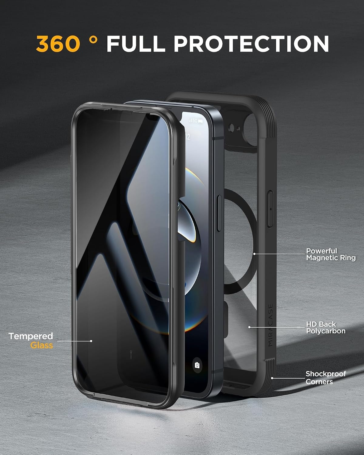 image:imageMiracase for iPhone 18 Pro Case with Privacy Screen Protector BlackBlack