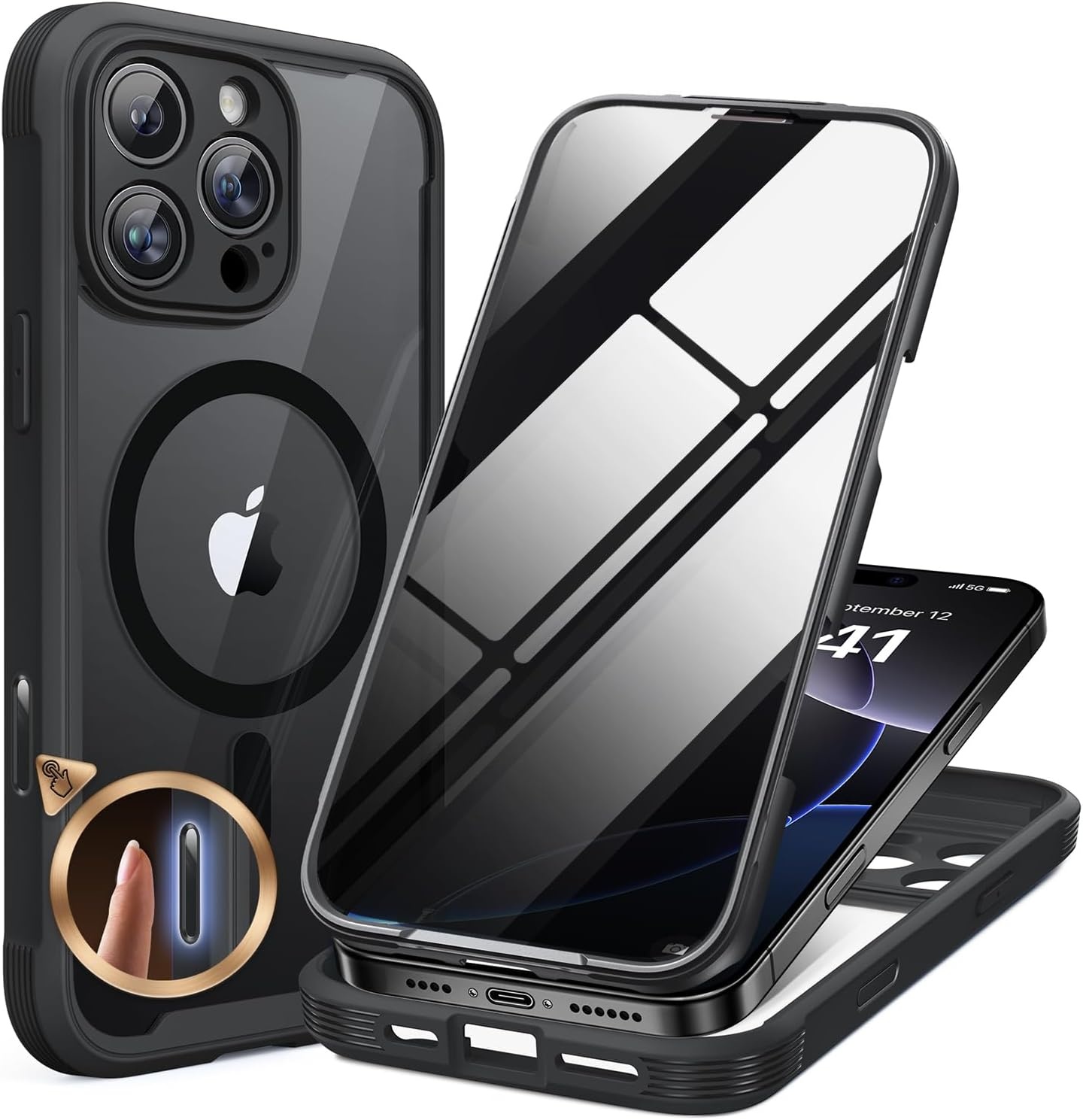 image:imageMiracase for iPhone 18 Pro Case with Privacy Screen Protector BlackBlack