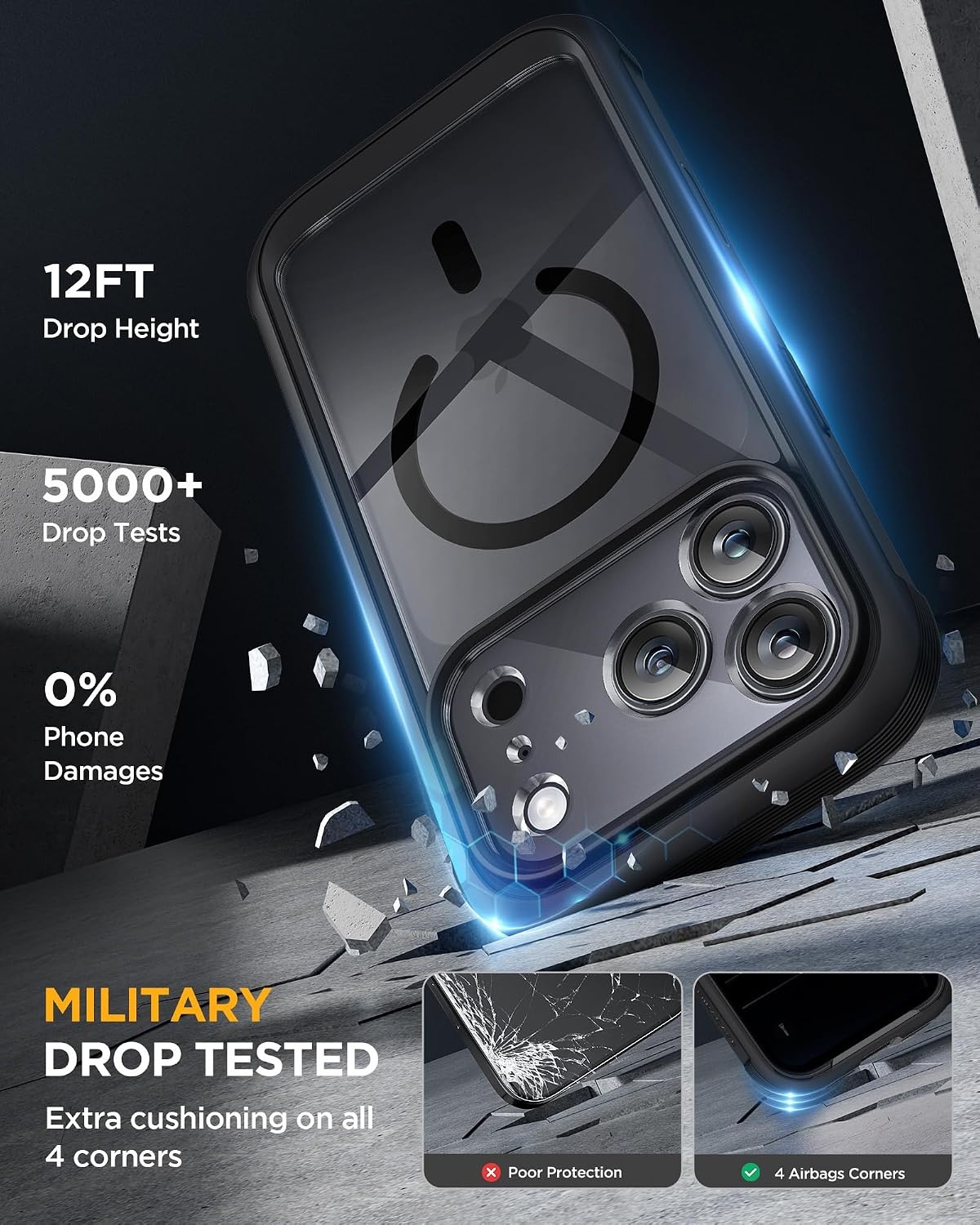 image:imageMiracase for iPhone 18 Pro Case with Privacy Screen Protector BlackBlack