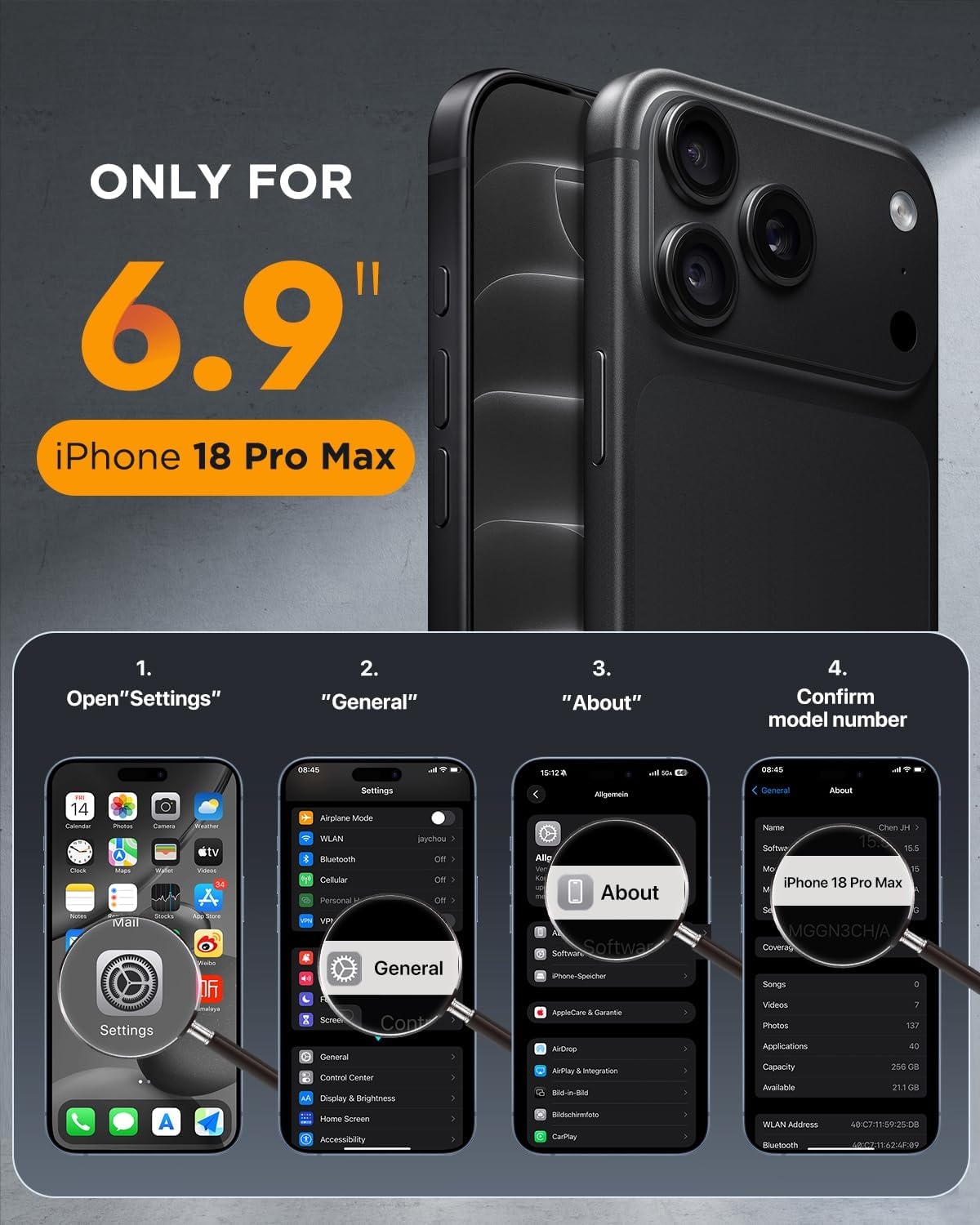 image:imageMiracase for iPhone 18 Pro Case with Privacy Screen Protector BlackBlack