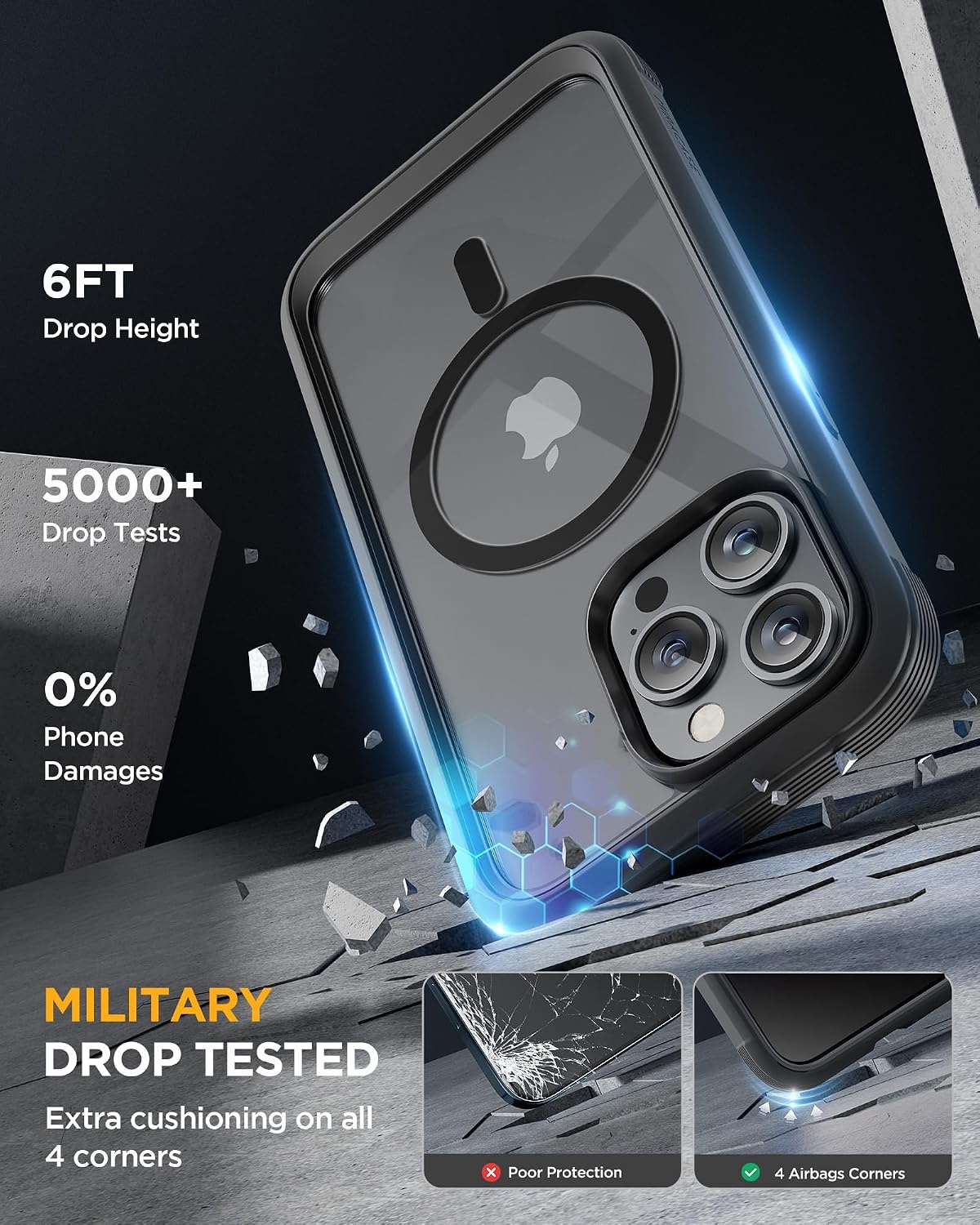 image:imageMiracase for iPhone 18 Pro Case with Privacy Screen Protector BlackBlack