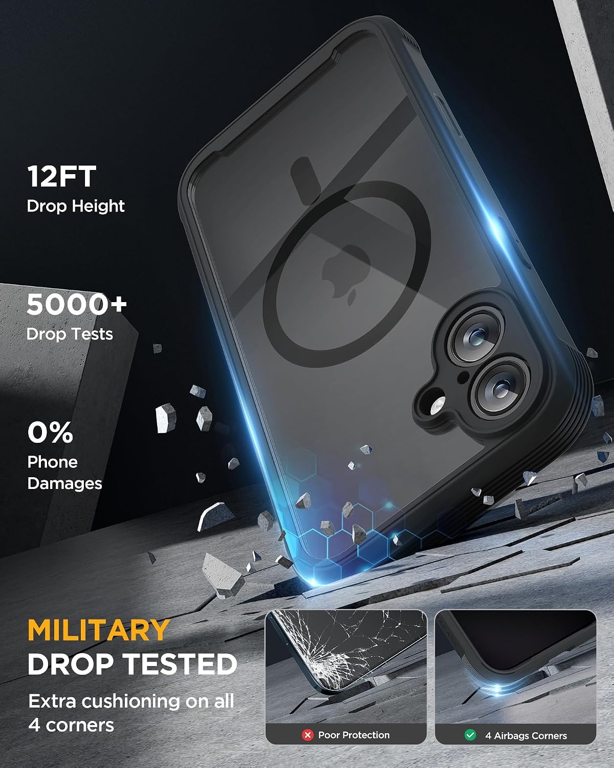image:imageMiracase for iPhone 18 Pro Case with Privacy Screen Protector BlackBlack