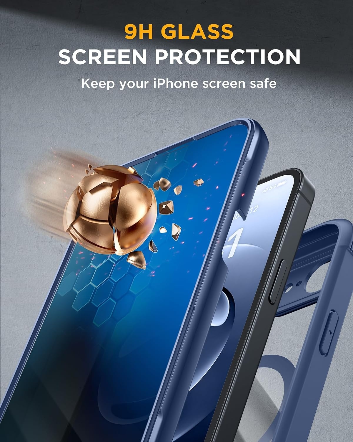 image:imageMiracase for iPhone 18 Pro Case with Privacy Screen Protector BlackBlue