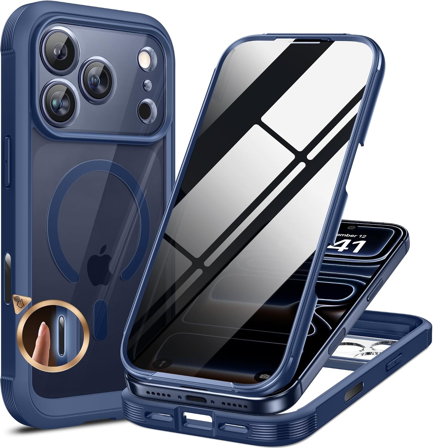 image:imageMiracase for iPhone 18 Pro Case with Privacy Screen Protector BlackBlue