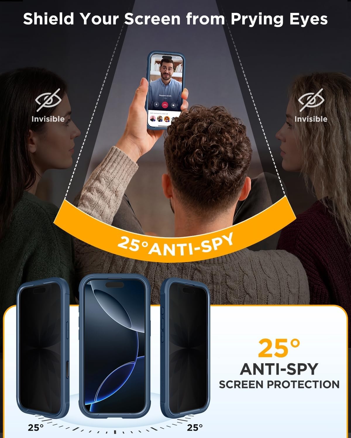 image:imageMiracase for iPhone 18 Pro Case with Privacy Screen Protector BlackBlue