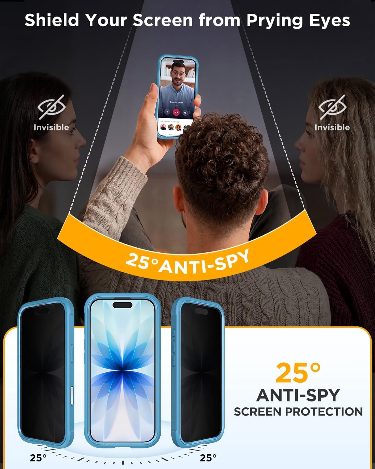 image:imageMiracase for iPhone 18 Pro Case with Privacy Screen Protector BlackBlue