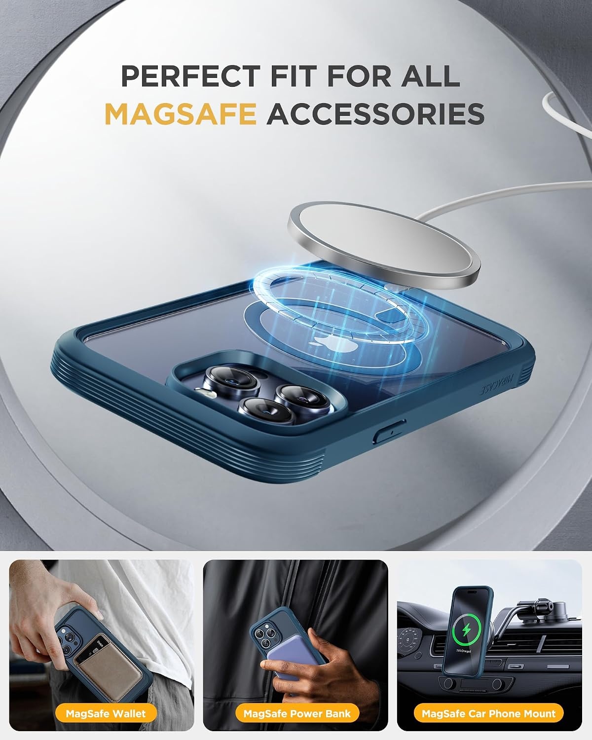 image:imageMiracase for iPhone 18 Pro Case with Privacy Screen Protector BlackBlue