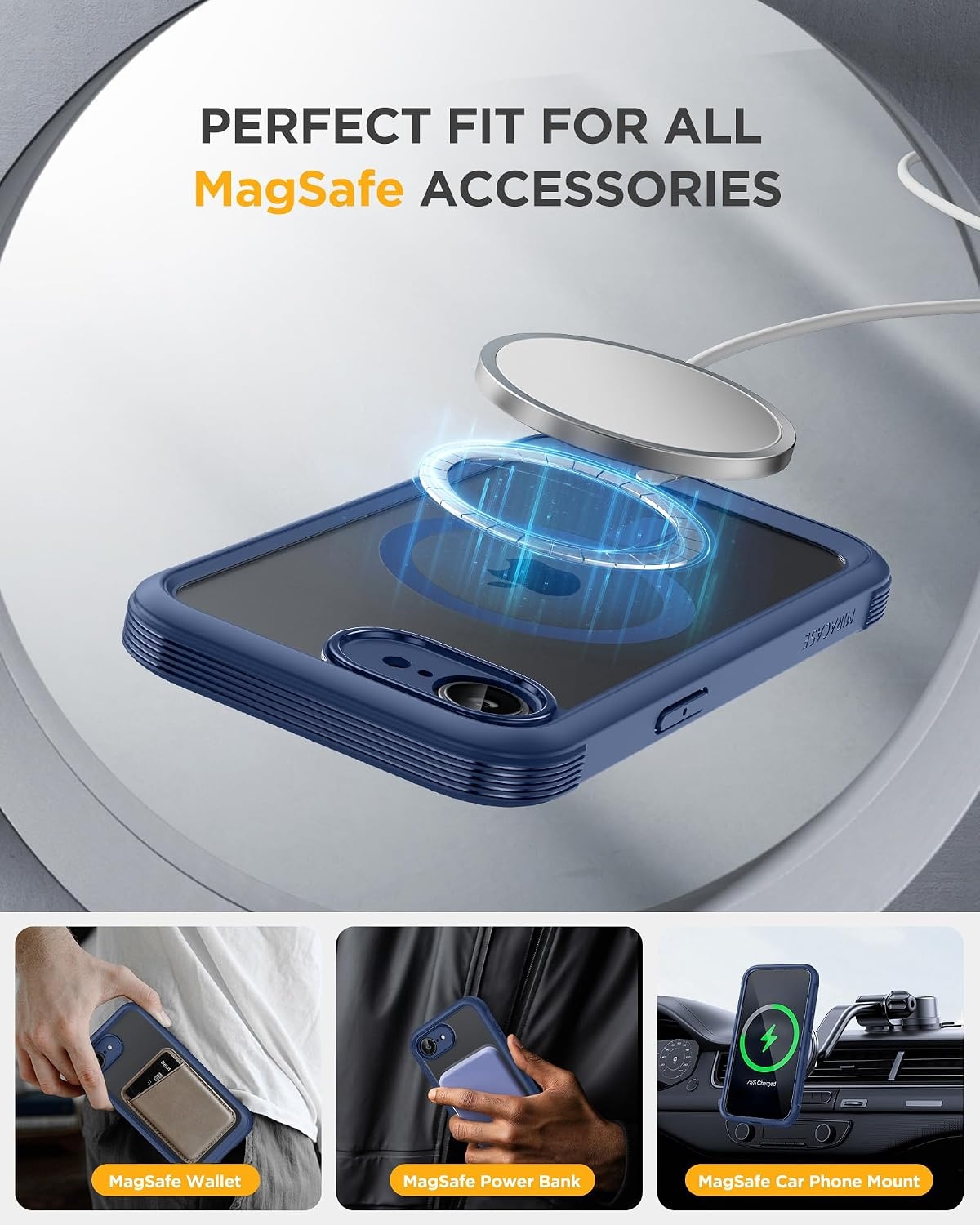 image:imageMiracase for iPhone 18 Pro Case with Privacy Screen Protector BlackBlue
