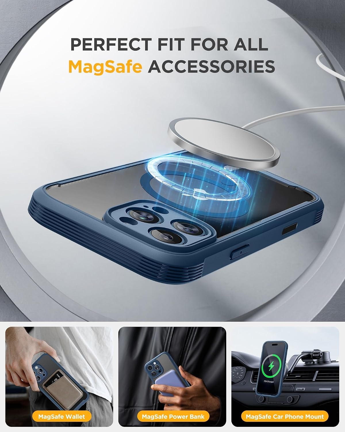image:imageMiracase for iPhone 18 Pro Case with Privacy Screen Protector BlackBlue