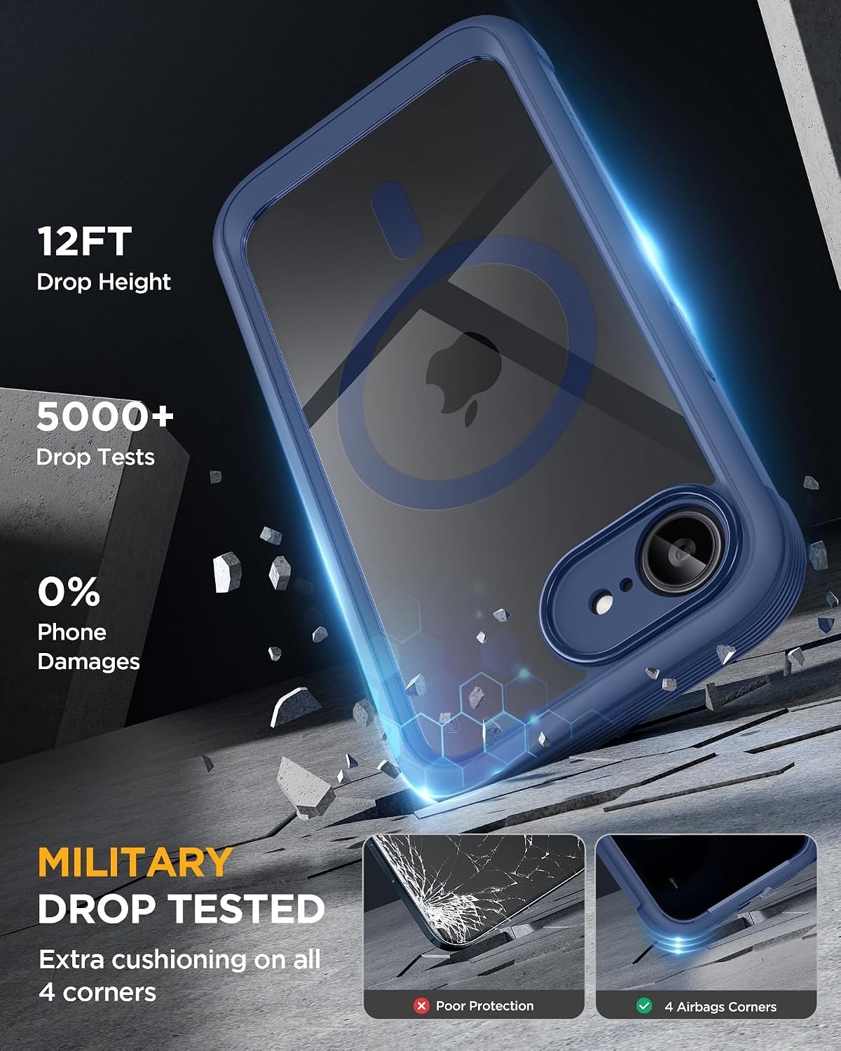 image:imageMiracase for iPhone 18 Pro Case with Privacy Screen Protector BlackBlue