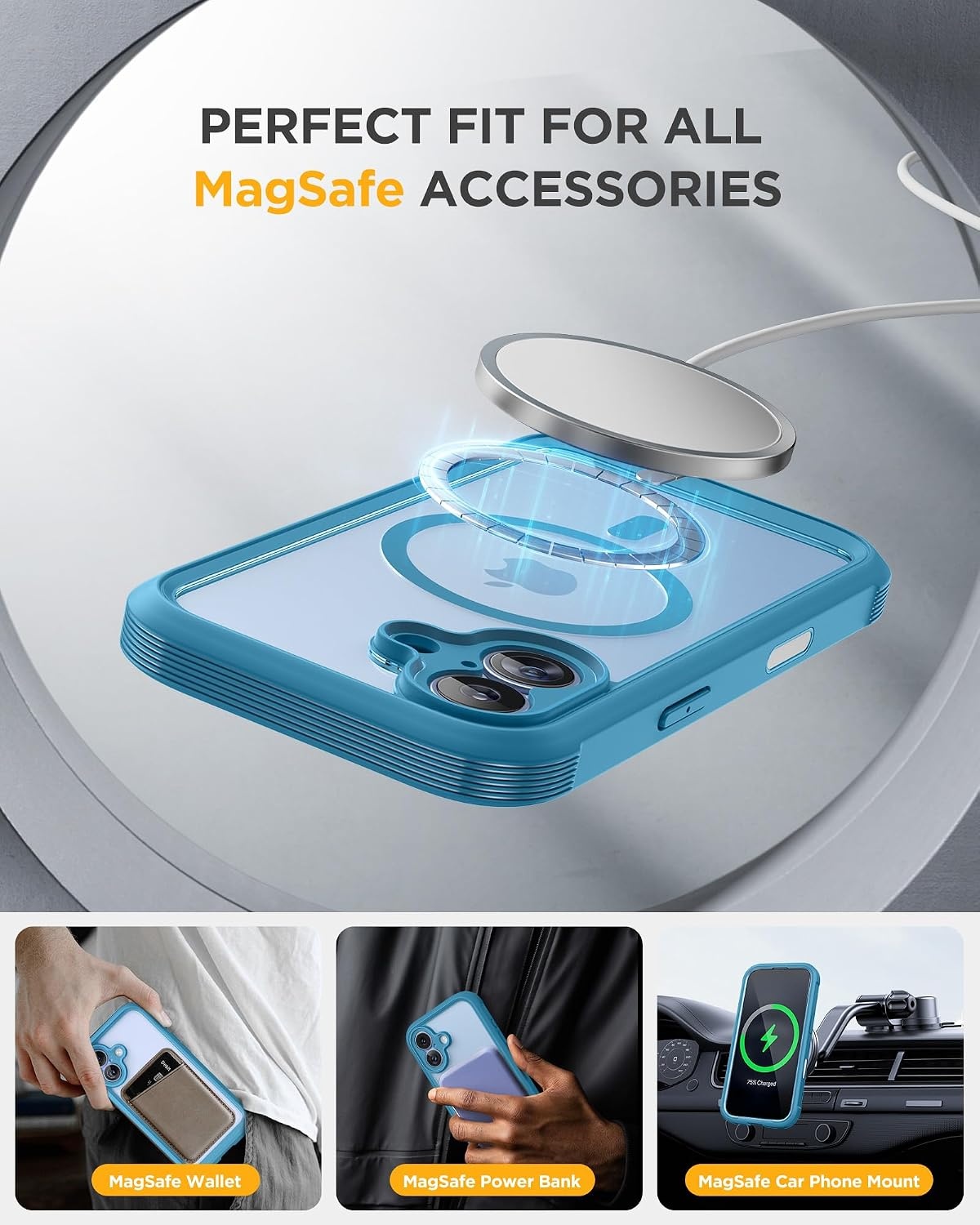 image:imageMiracase for iPhone 18 Pro Case with Privacy Screen Protector BlackBlue