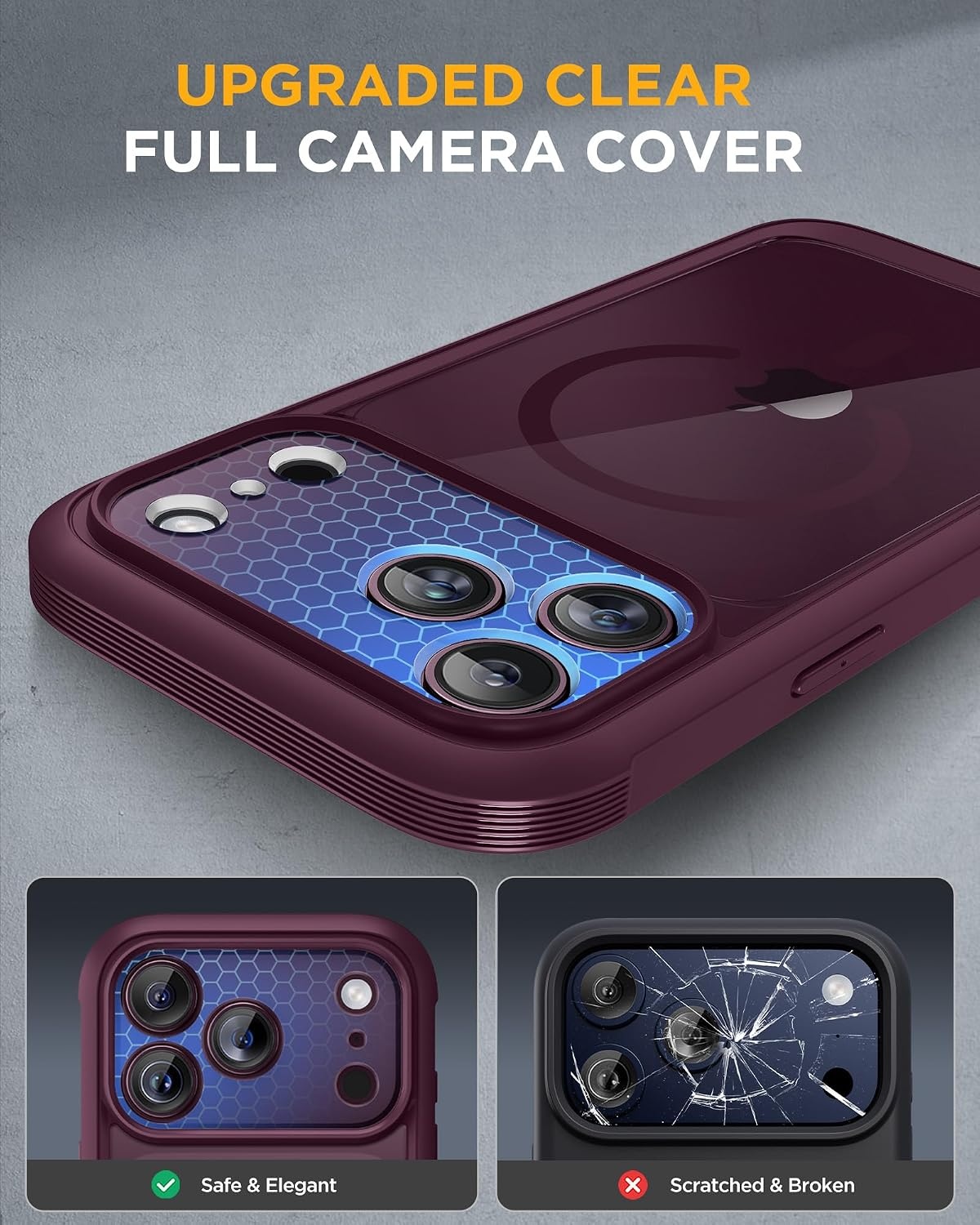 image:imageMiracase for iPhone 18 Pro Case with Privacy Screen Protector BlackBurgundy