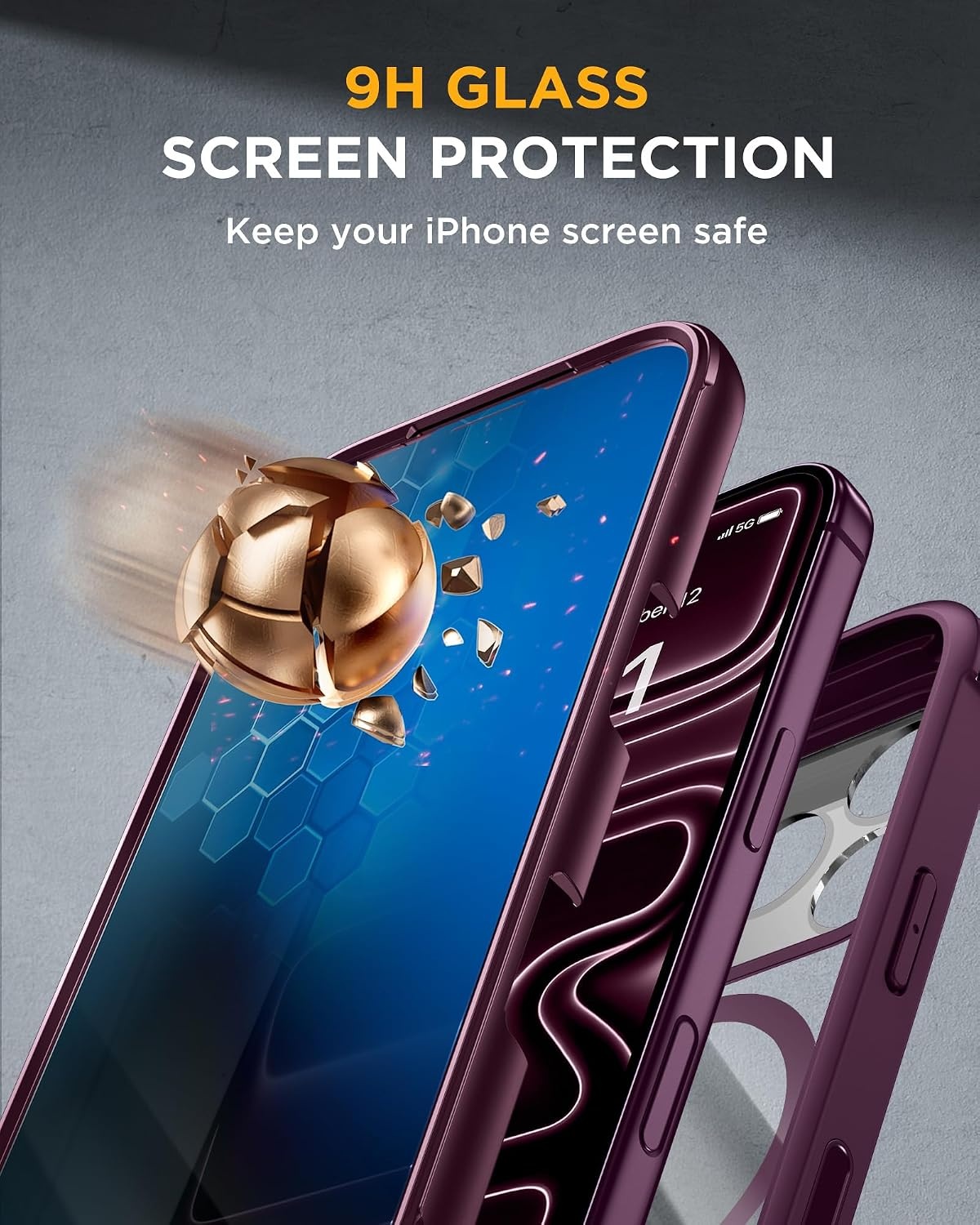 image:imageMiracase for iPhone 18 Pro Case with Privacy Screen Protector BlackBurgundy
