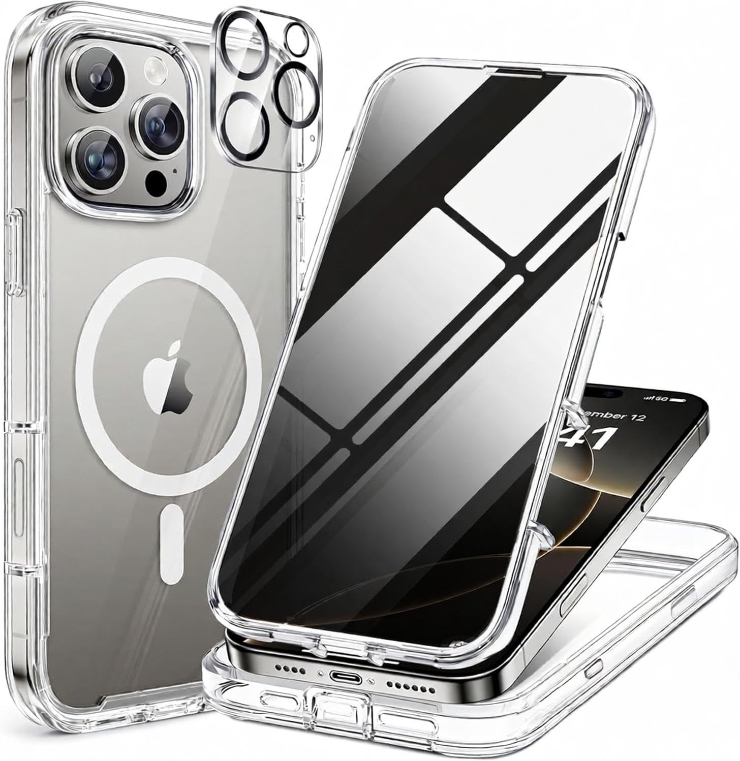 image:imageMiracase for iPhone 18 Pro Case with Privacy Screen Protector BlackClear