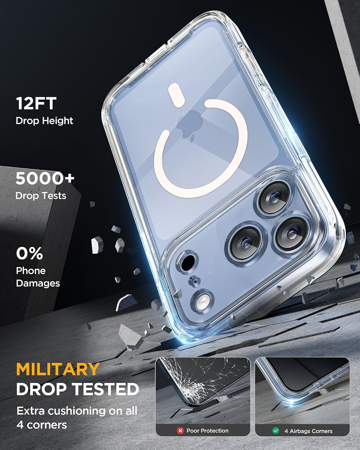 image:imageMiracase for iPhone 18 Pro Case with Privacy Screen Protector BlackClear