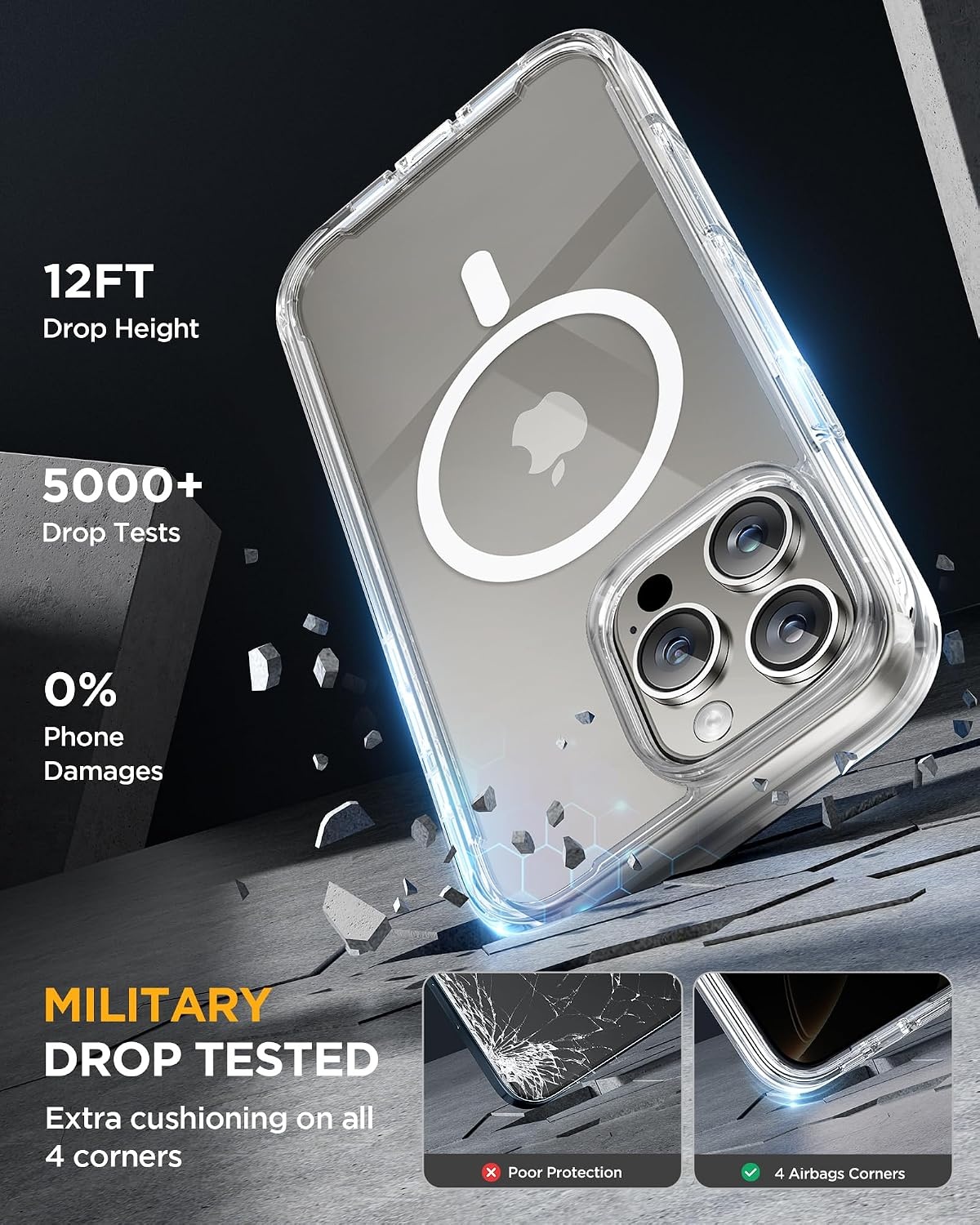 image:imageMiracase for iPhone 18 Pro Case with Privacy Screen Protector BlackClear