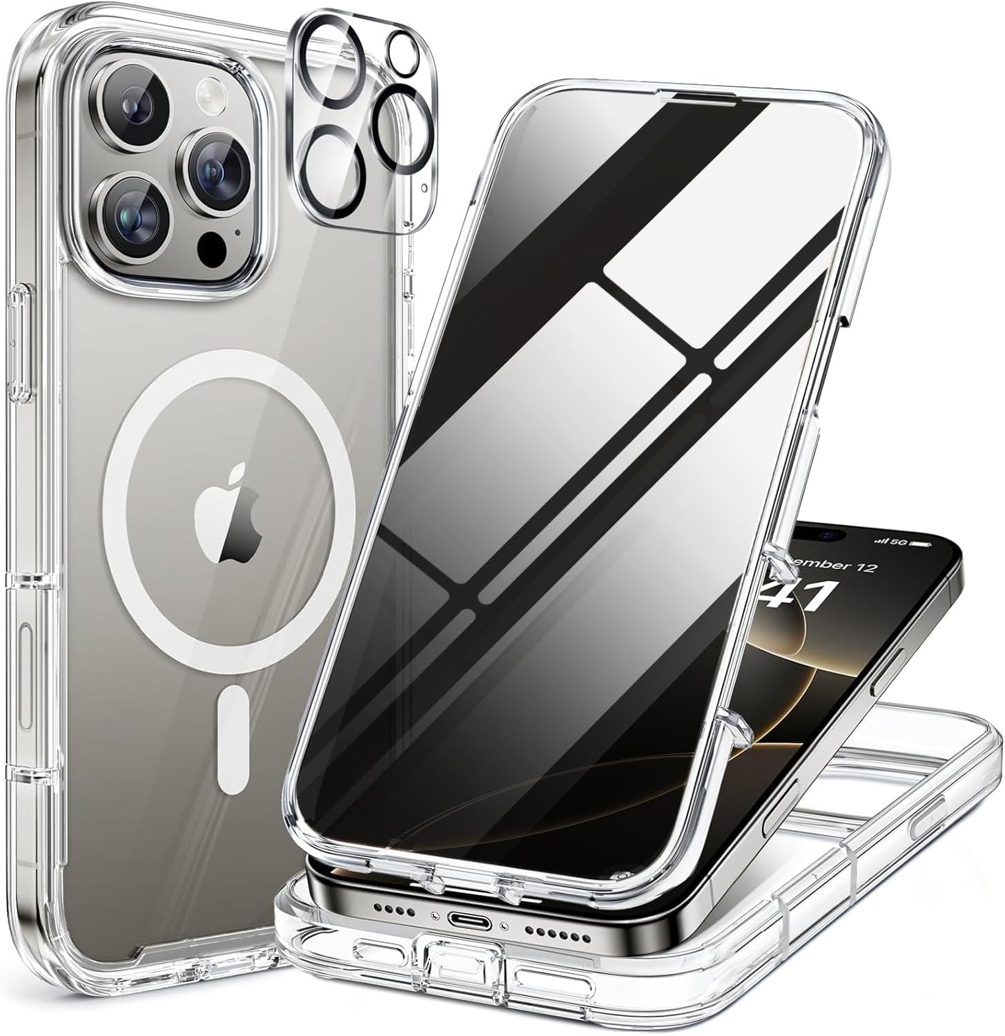 image:imageMiracase for iPhone 18 Pro Case with Privacy Screen Protector BlackClear
