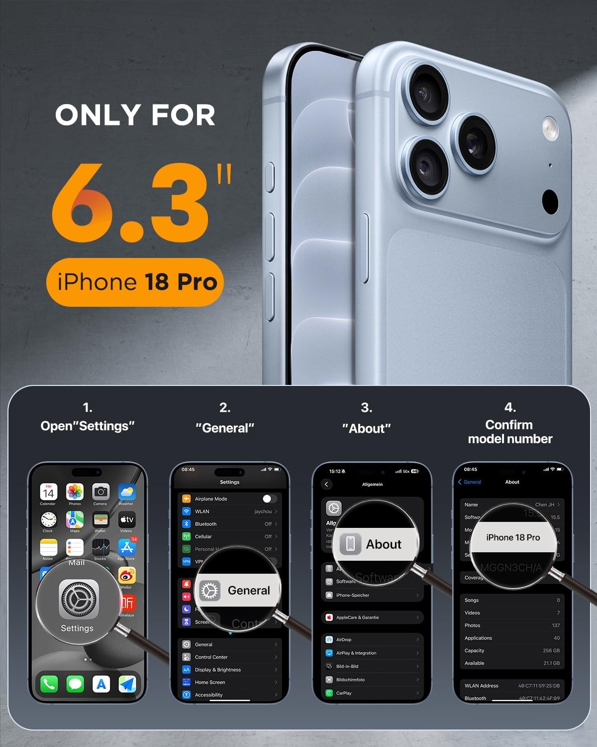 image:imageMiracase for iPhone 18 Pro Case with Privacy Screen Protector BlackClear
