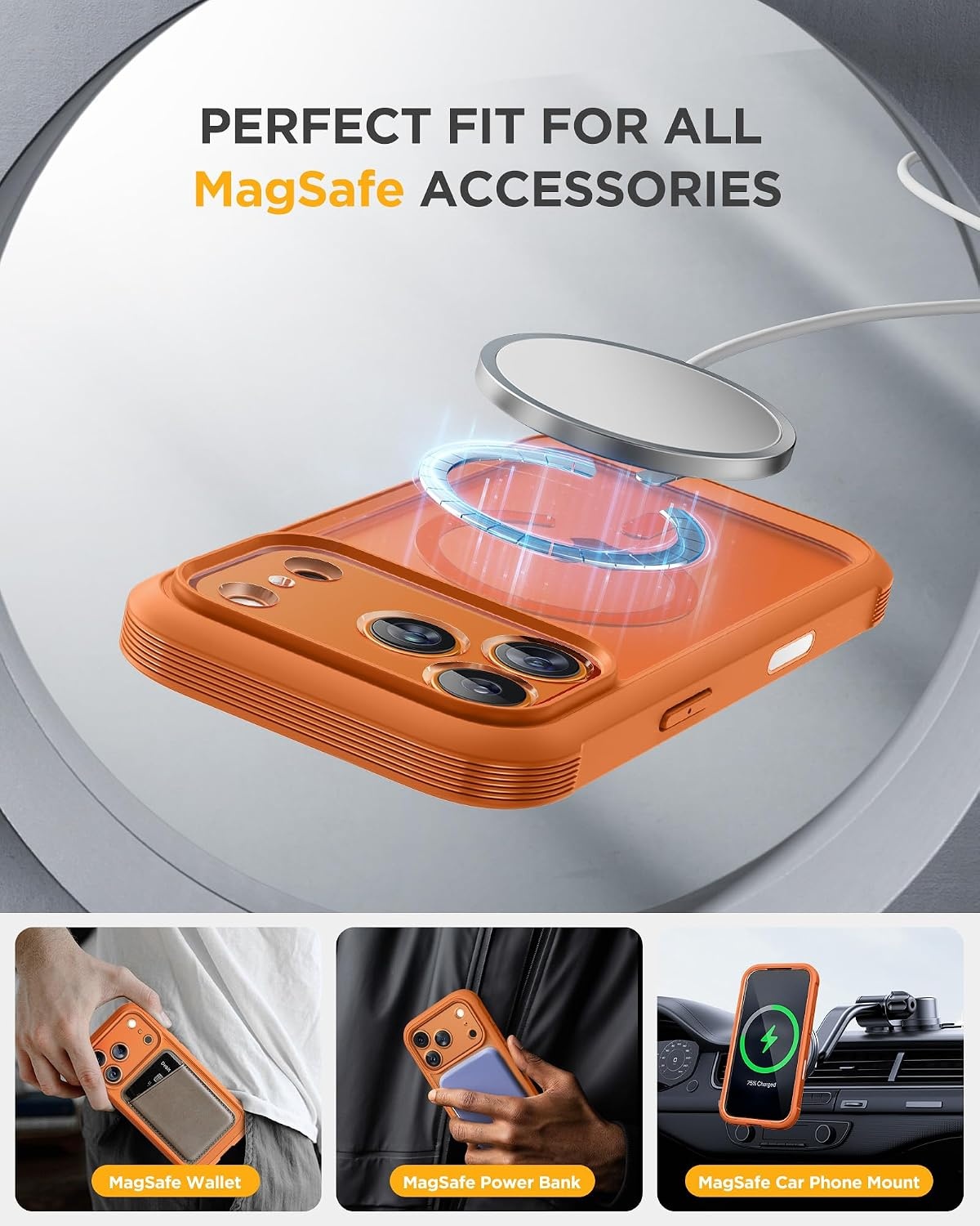 image:imageMiracase for iPhone 18 Pro Case with Privacy Screen Protector BlackCosmic Orange