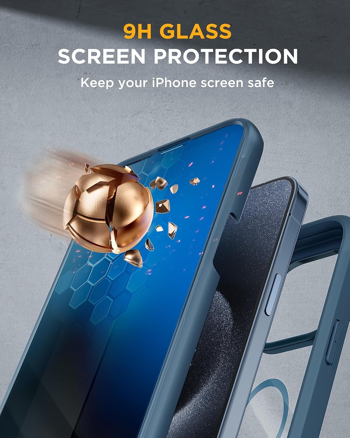 image:imageMiracase for iPhone 18 Pro Case with Privacy Screen Protector BlackDark Blue