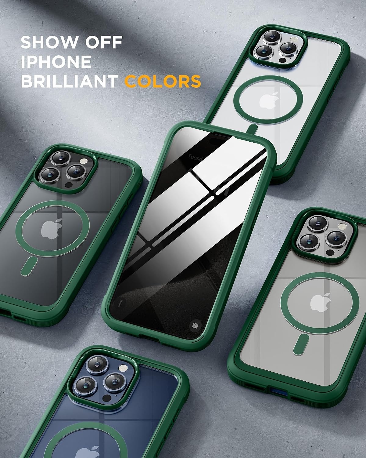 image:imageMiracase for iPhone 18 Pro Case with Privacy Screen Protector BlackDark Green
