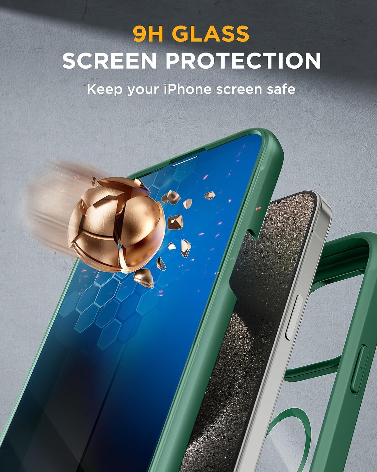 image:imageMiracase for iPhone 18 Pro Case with Privacy Screen Protector BlackDark Green