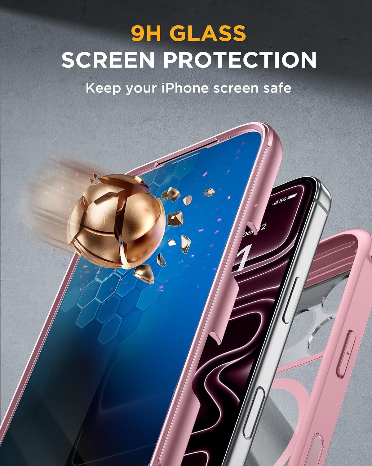 image:imageMiracase for iPhone 18 Pro Case with Privacy Screen Protector BlackDark Pink