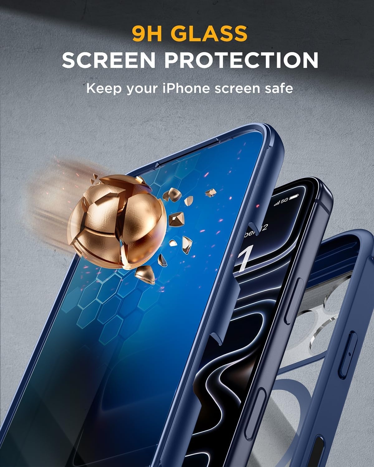image:imageMiracase for iPhone 18 Pro Case with Privacy Screen Protector BlackDeep Blue