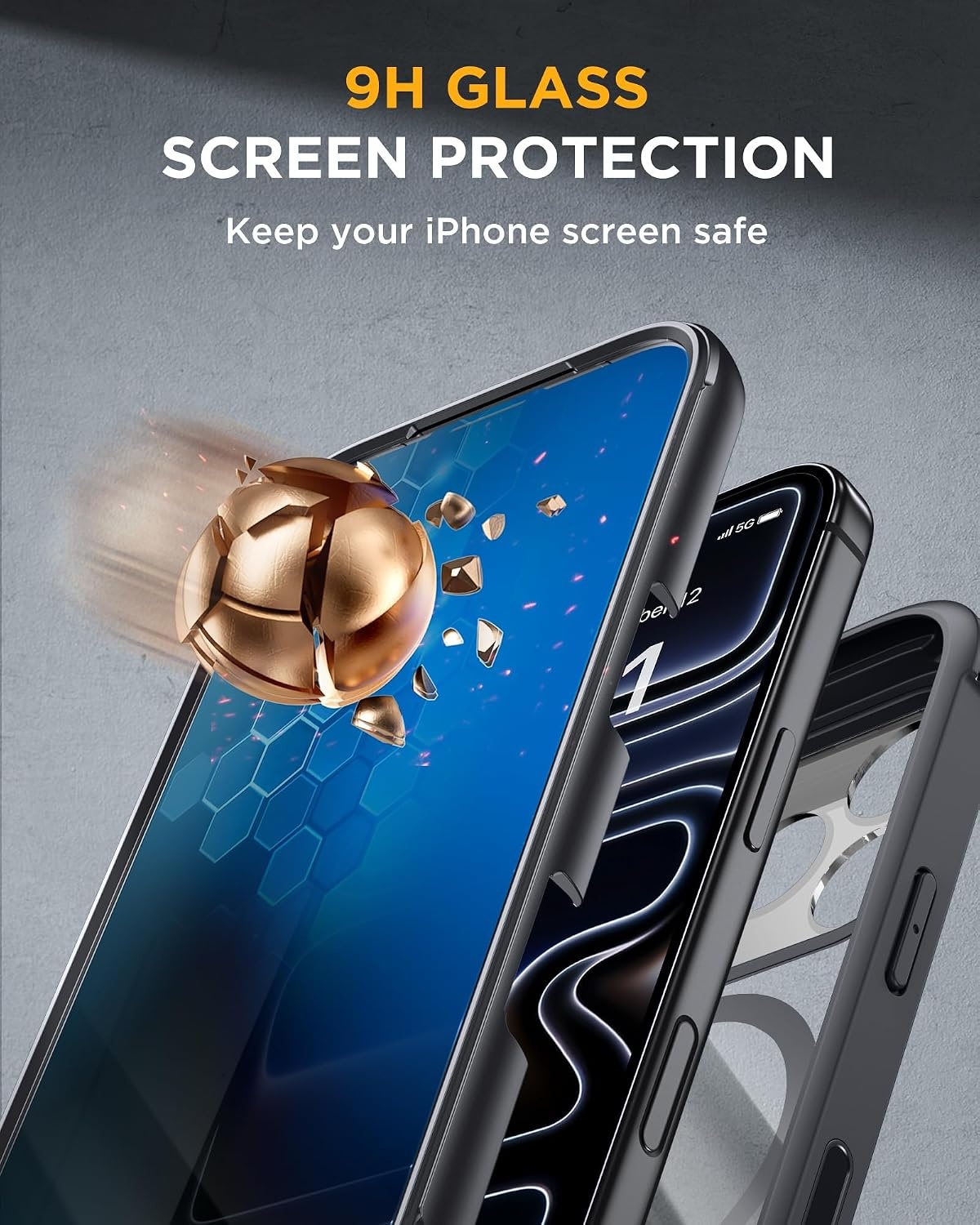 image:imageMiracase for iPhone 18 Pro Case with Privacy Screen Protector BlackDeep Grey