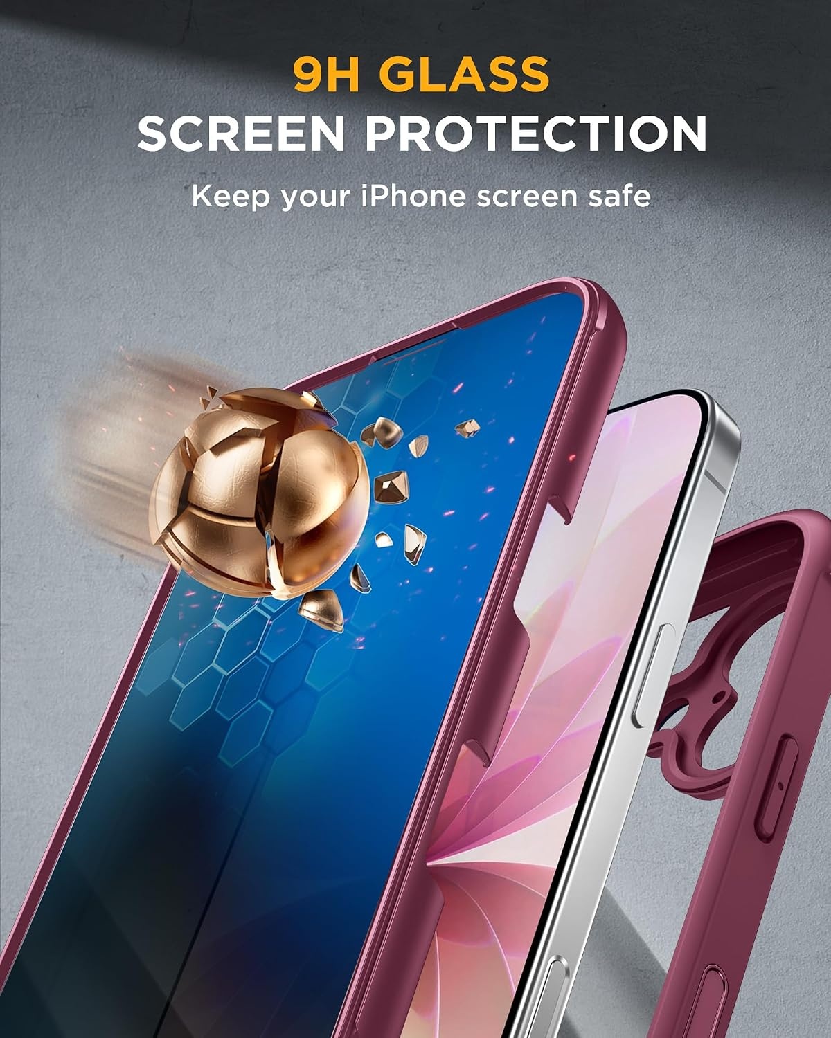 image:imageMiracase for iPhone 18 Pro Case with Privacy Screen Protector BlackDeep Magenta