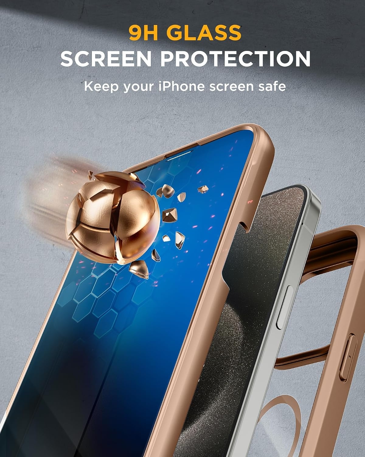 image:imageMiracase for iPhone 18 Pro Case with Privacy Screen Protector BlackDesert Brown