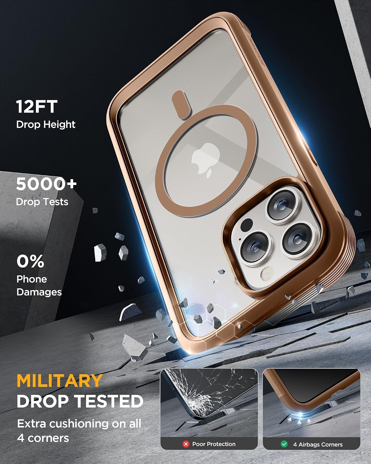 image:imageMiracase for iPhone 18 Pro Case with Privacy Screen Protector BlackDesert Brown