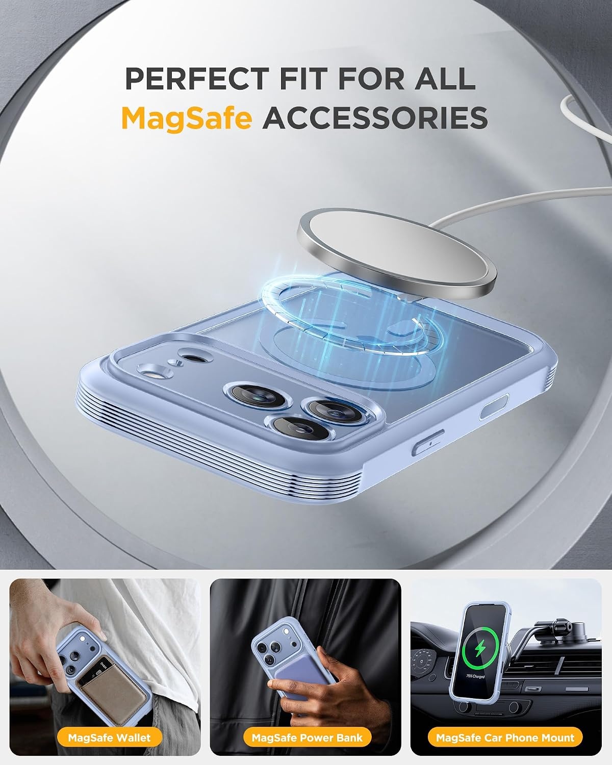 image:imageMiracase for iPhone 18 Pro Case with Privacy Screen Protector BlackGlacier Blue