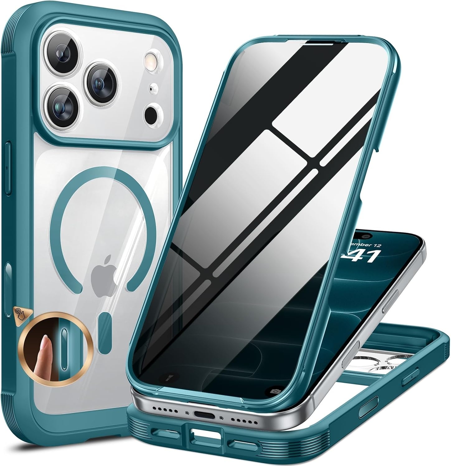 image:imageMiracase for iPhone 18 Pro Case with Privacy Screen Protector BlackGreen
