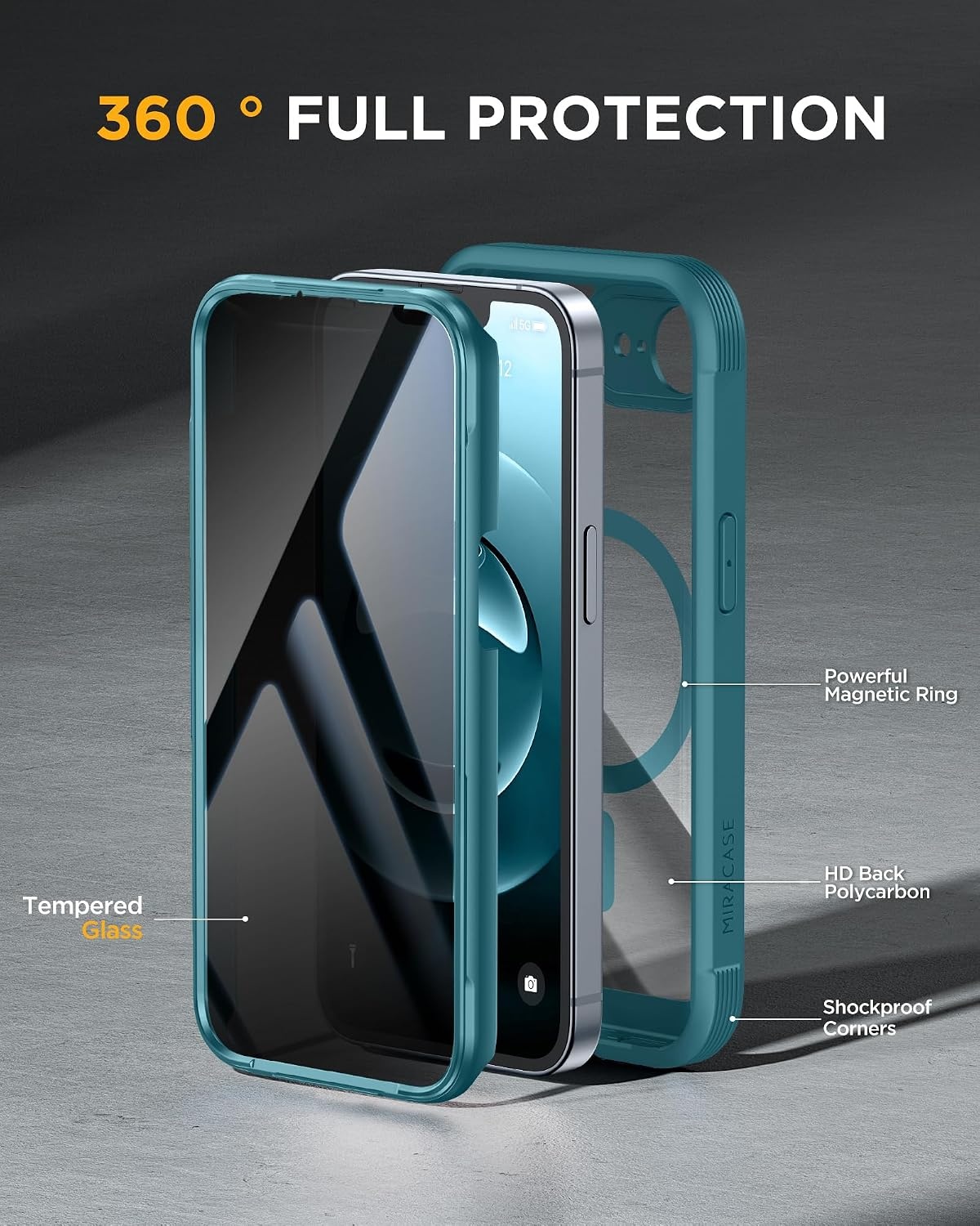 image:imageMiracase for iPhone 18 Pro Case with Privacy Screen Protector BlackGreen