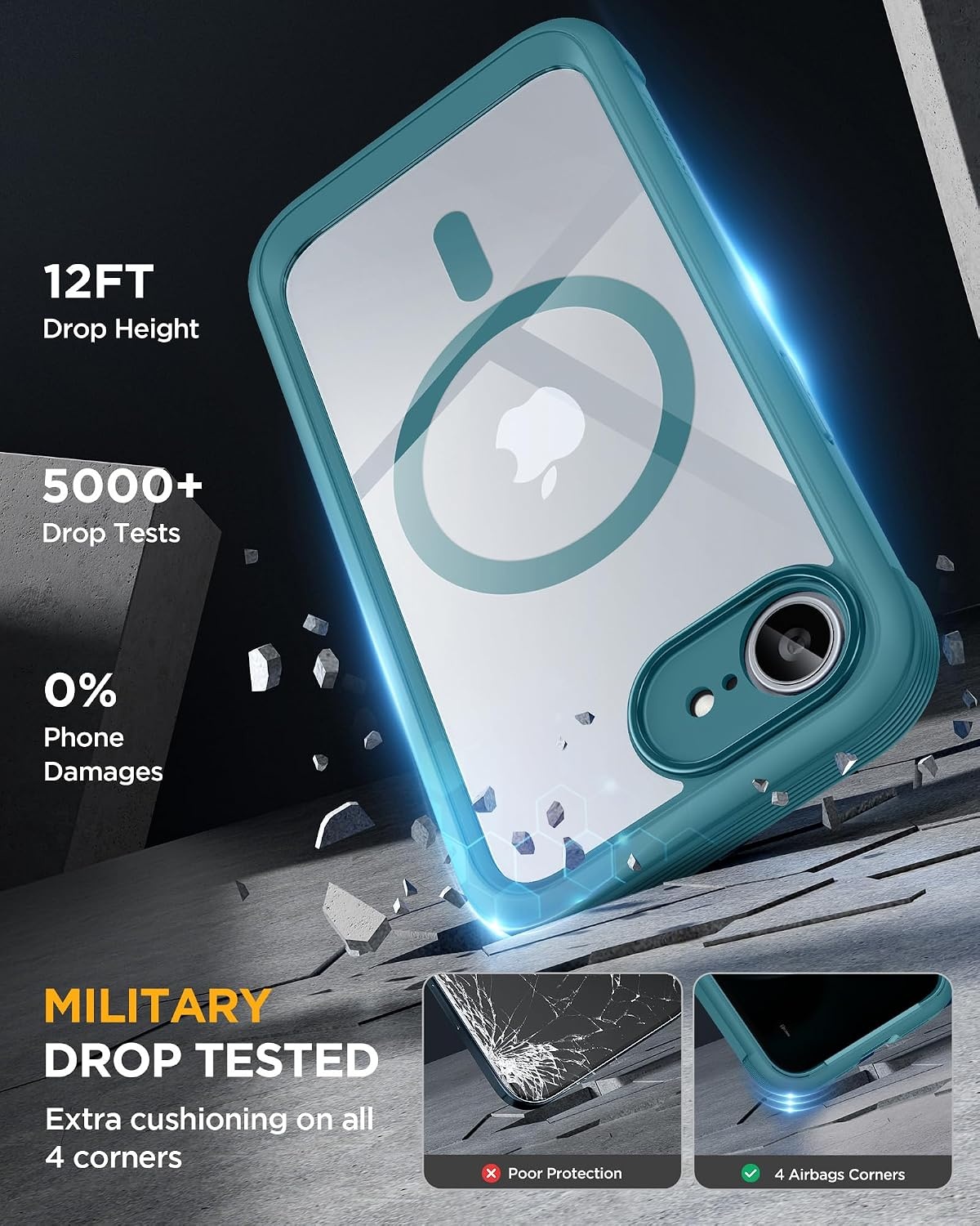 image:imageMiracase for iPhone 18 Pro Case with Privacy Screen Protector BlackGreen