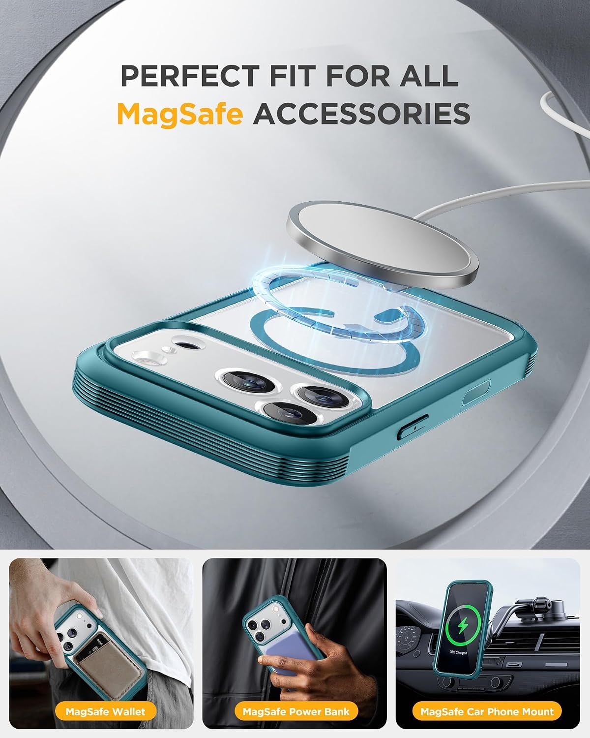 image:imageMiracase for iPhone 18 Pro Case with Privacy Screen Protector BlackGreen