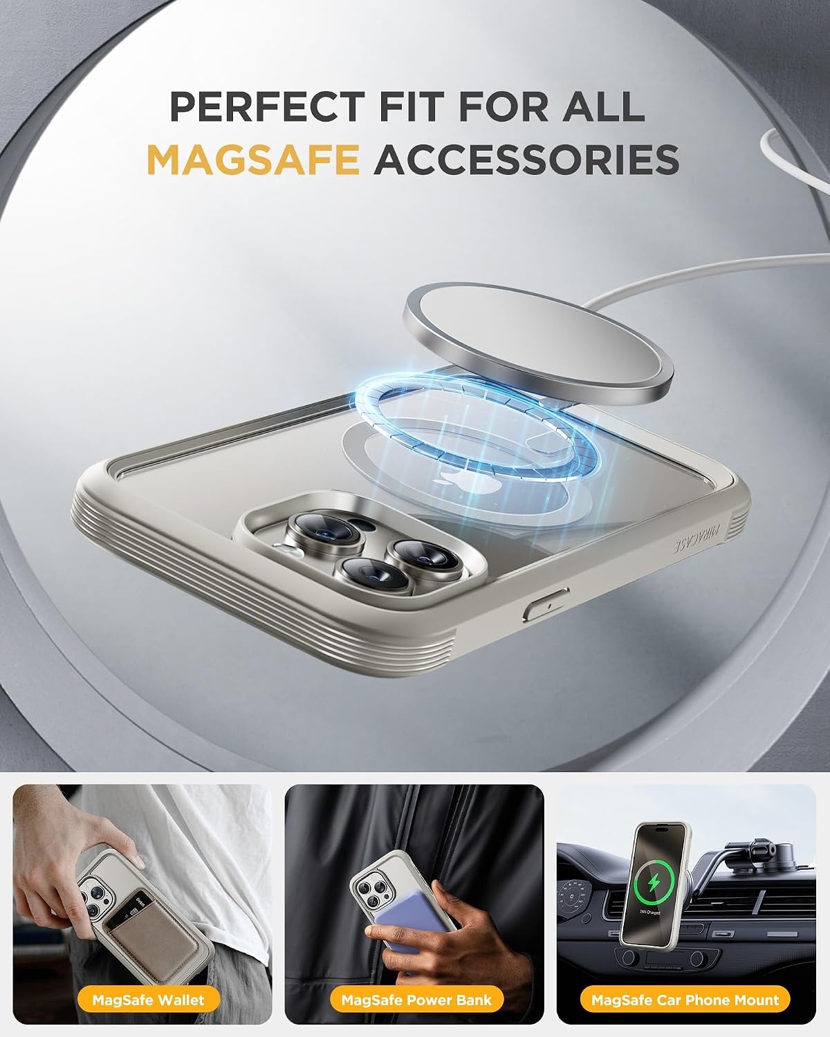 image:imageMiracase for iPhone 18 Pro Case with Privacy Screen Protector BlackGrey