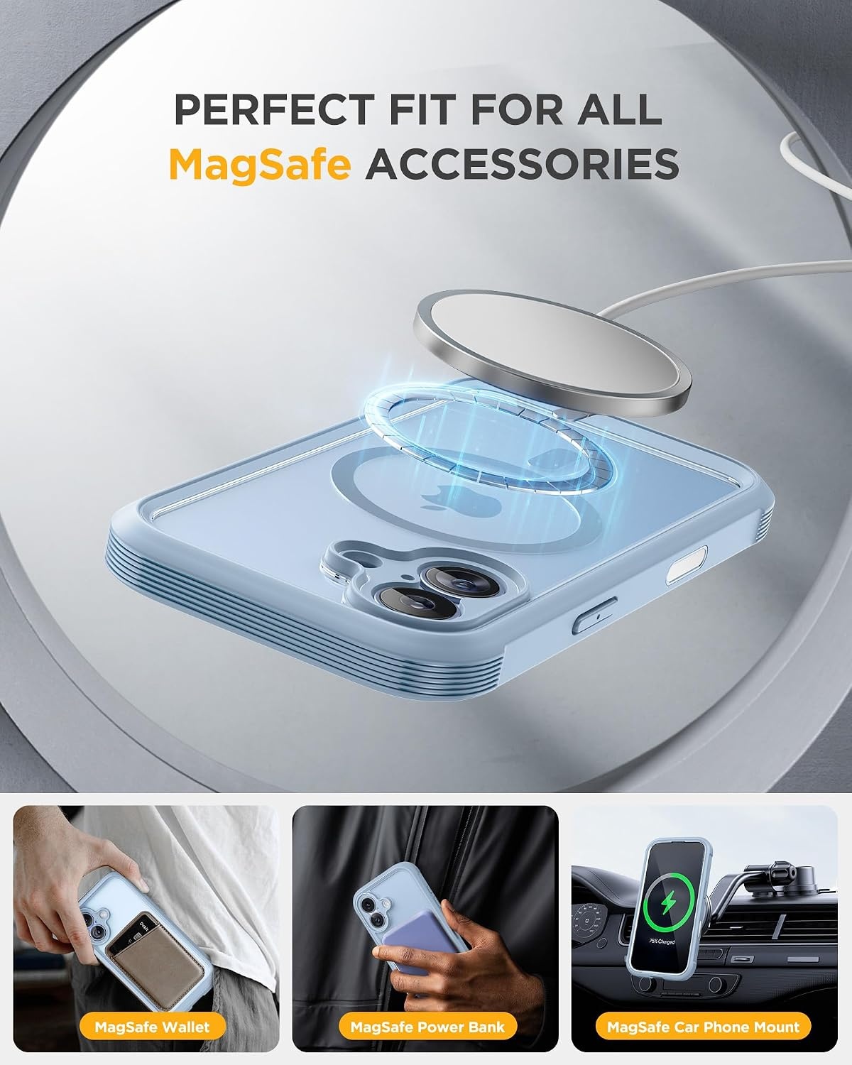 image:imageMiracase for iPhone 18 Pro Case with Privacy Screen Protector BlackLight Blue