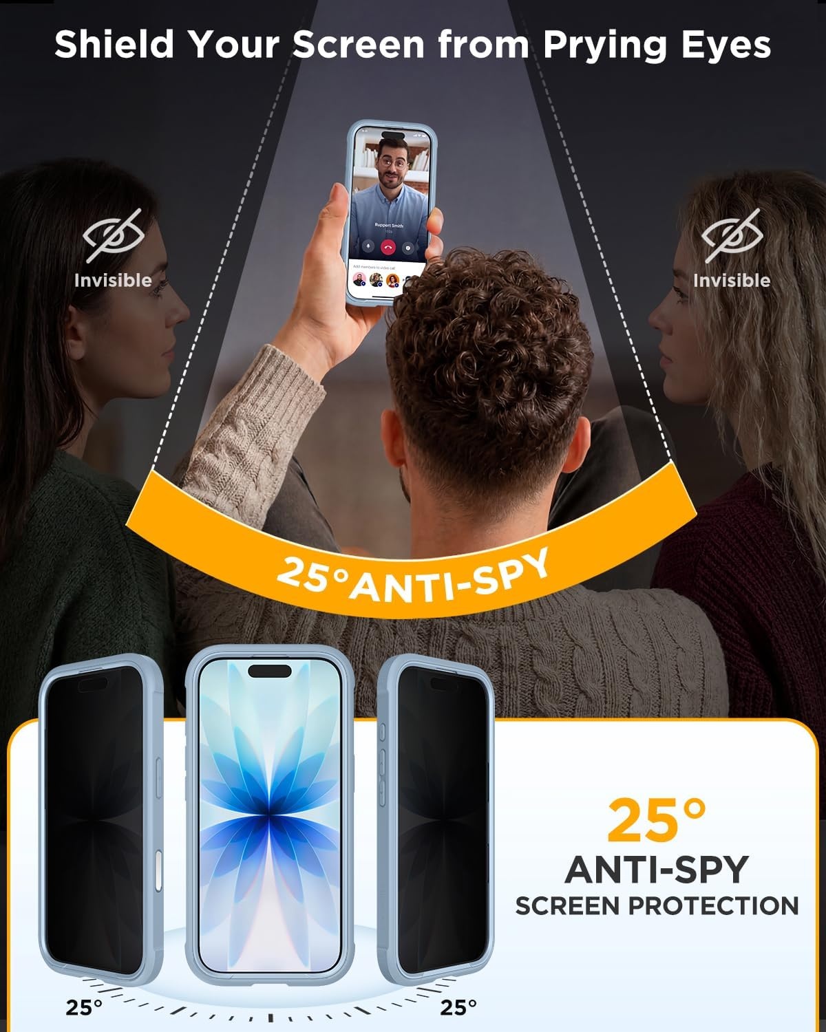 image:imageMiracase for iPhone 18 Pro Case with Privacy Screen Protector BlackLight Blue